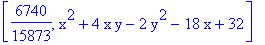 [6740/15873, x^2+4*x*y-2*y^2-18*x+32]